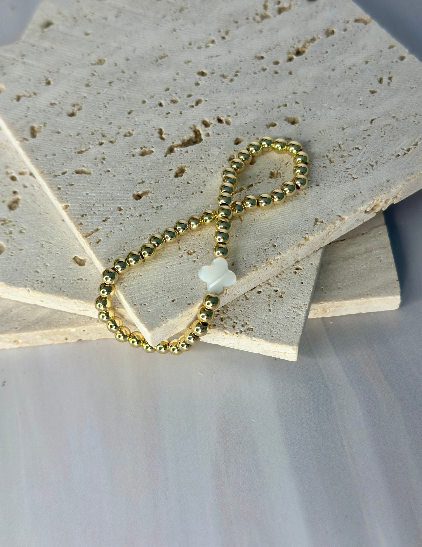 14k Gold Plated + Pearl Clover